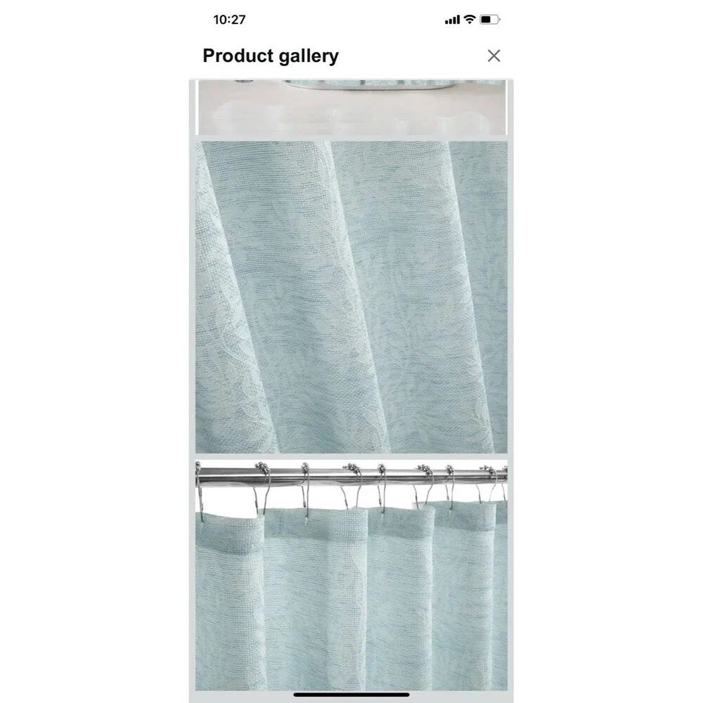 Mainstays Esther Jacquard Lace Shower Curtain White Light Blue 70